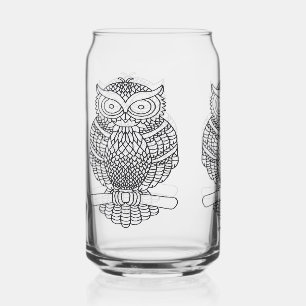 Vaso Con Forma De Lata Búho - Vaso de Vidrio