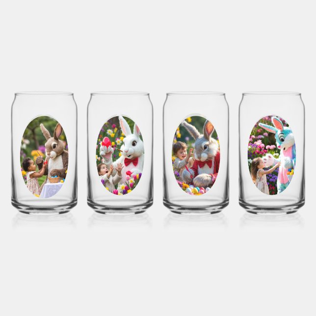 Vaso Con Forma De Lata Bunny and Child photo in Oval Frame Easter (Anverso)