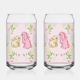 Vaso Con Forma De Lata Bunny Wreath Pink Glass