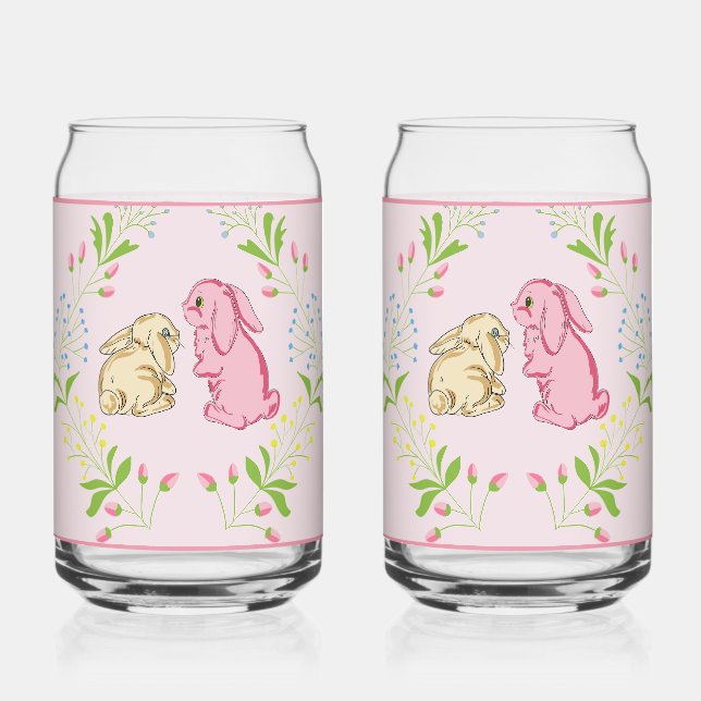Vaso Con Forma De Lata Bunny Wreath Pink Glass (Anverso)