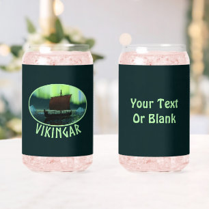 Vaso Con Forma De Lata Buque Viking Y Luces Del Norte