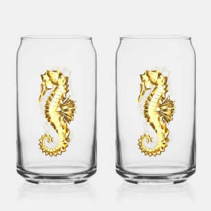 Vaso Con Forma De Lata Caballo marino polígono de oro