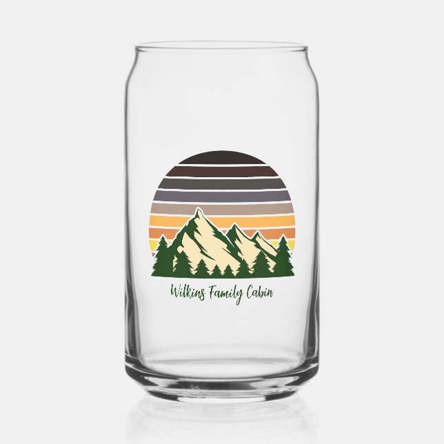 Vaso Con Forma De Lata Cabaña de Montaña de los Bosques Verdes personaliz (Anverso)