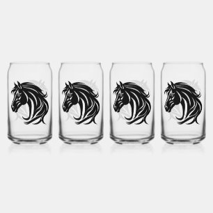 Vaso Con Forma De Lata Cabeza de caballo negro magnífico