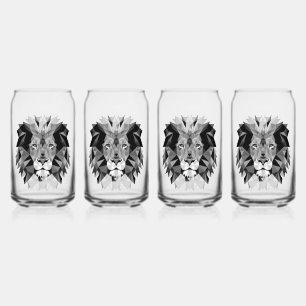 Vaso Con Forma De Lata Cabeza de León Geométrico Cool