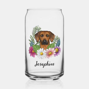 Vaso Con Forma De Lata Cabeza de perro Ridgeback de Rodesia Flores silves