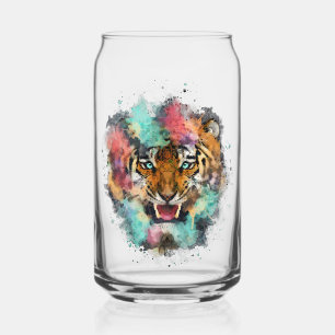 Vaso Con Forma De Lata Cabeza de Tigre Colorida