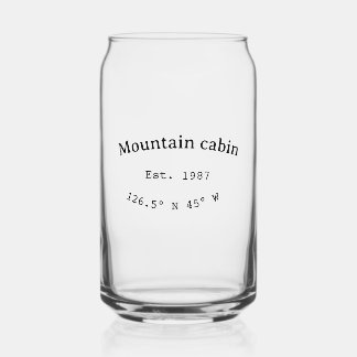 Vaso Con Forma De Lata Cabin de montaña añada fecha año coordenadas perso
