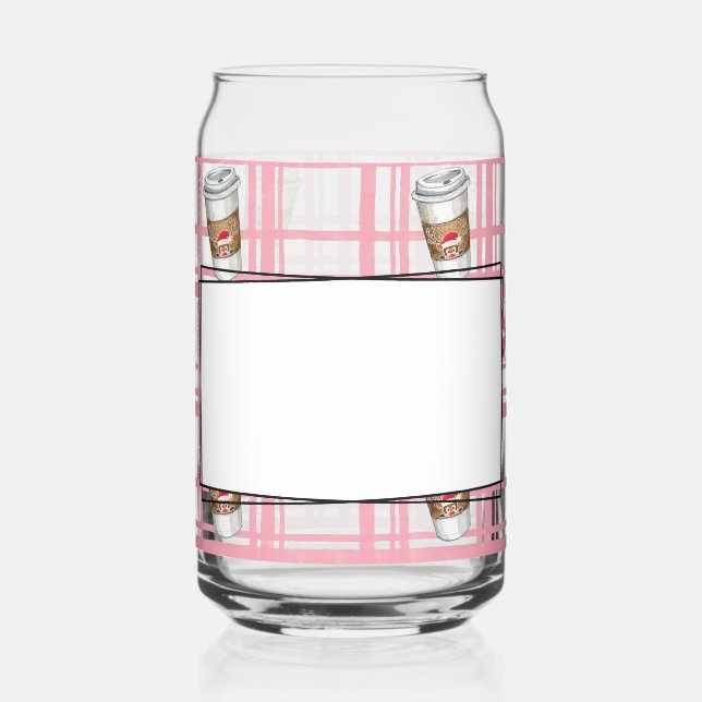 Vaso Con Forma De Lata Cacao caliente a cuadros y menta (Izquierda)
