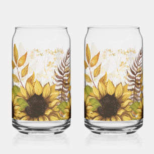 Vaso Con Forma De Lata Café con Hielo Floral Rústico & Verano