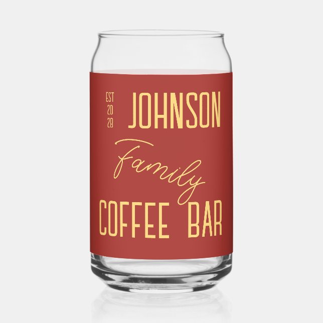 Vaso Con Forma De Lata Café con nombre familiar personalizado (Anverso)