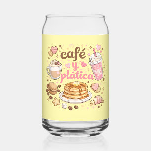 Vaso Con Forma De Lata Café y Plática Vaso de Vidrio para Café con Hielo