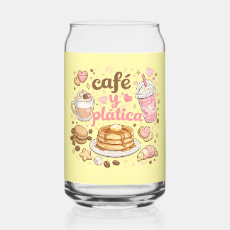Vaso Con Forma De Lata Café y Plática Vaso de Vidrio para Café con Hielo
