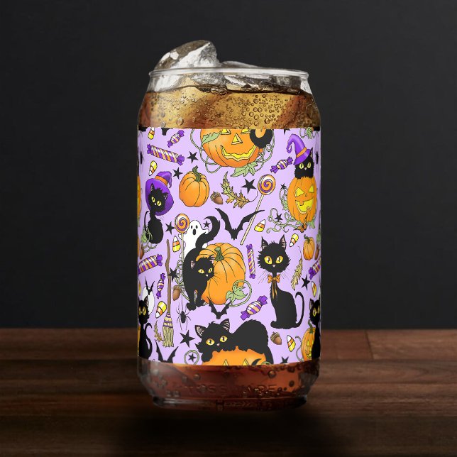 Vaso Con Forma De Lata Calabaza Halloween Candy Gatos Negros (Subido por el creador)
