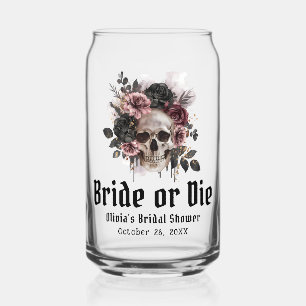 Vaso Con Forma De Lata Calavera Floral de Halloween Novia o Muere Reunión