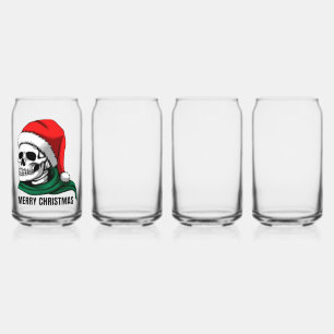 Vaso Con Forma De Lata Calavera gótica de Navidad con sombrero de Santa