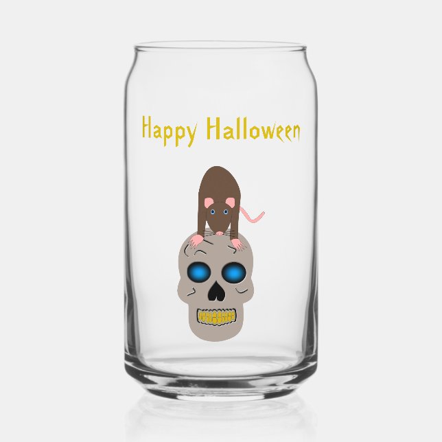 Vaso Con Forma De Lata Calavera gótica y Personalizado de Rat Halloween (Anverso)