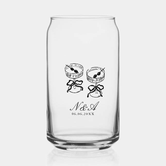 Vaso Con Forma De Lata Caligrafía moderna Boda blanco y negro (Anverso)