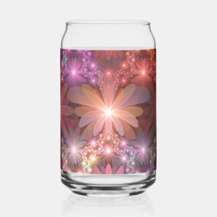 Vaso Con Forma De Lata Cama De Flores Coloridas Brillantes Resumen Arte F