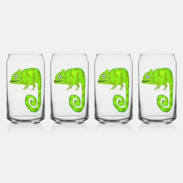Vaso Con Forma De Lata Camaleón verde lindo (Anverso)