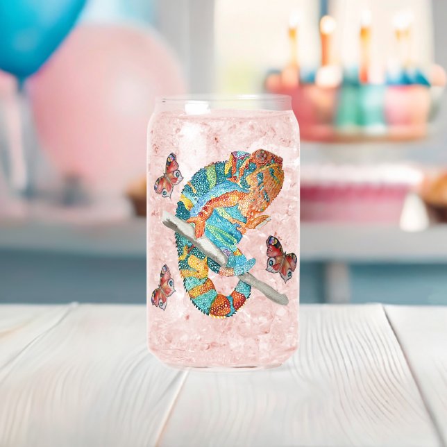 Vaso Con Forma De Lata Camaleón vibrante de acuarela (Insitu (Baby Shower))