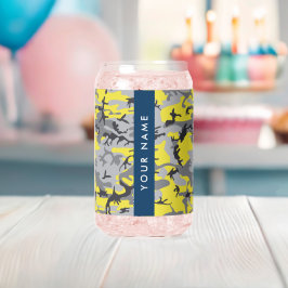 Vaso Con Forma De Lata Camuflaje amarillo y gris Tu nombre personaliza