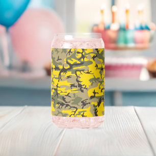 Vaso Con Forma De Lata Camuflaje amarillo y verde, militar, ejército