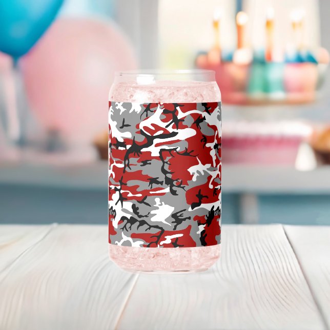 Vaso Con Forma De Lata Camuflaje rojo y gris, ejército (Insitu (Baby Shower))
