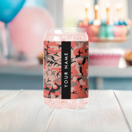 Vaso Con Forma De Lata Camuflaje Rojo y Marrón Personaliza tu nombre