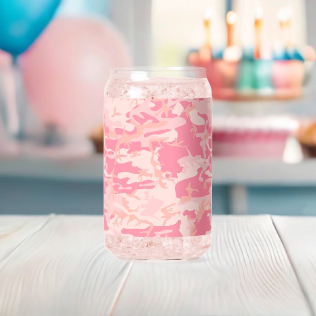 Vaso Con Forma De Lata Camuflaje rosa, ejército, ejército (Insitu (Baby Shower))