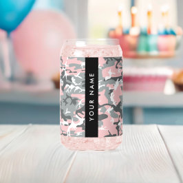 Vaso Con Forma De Lata Camuflaje rosa y gris Tu nombre Personaliza