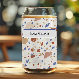 Vaso Con Forma De Lata Can de vidrio con patrón de terraczo retro con vir
