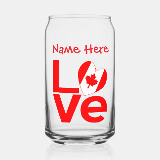 Vaso Con Forma De Lata Canadian LOVE Rojo Personalizado