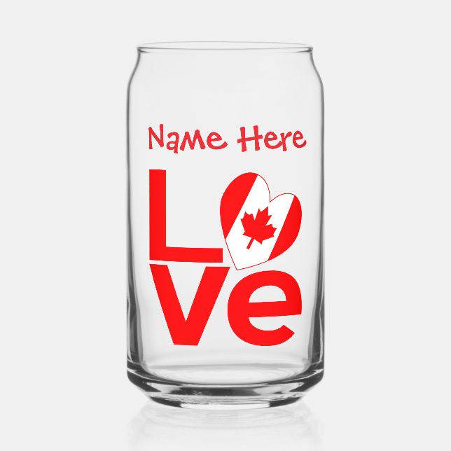 Vaso Con Forma De Lata Canadian LOVE Rojo Personalizado (Anverso)