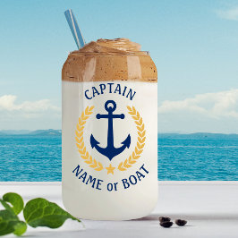 Vaso Con Forma De Lata Capitán Nombre Barco Anchor Estrella de Oro