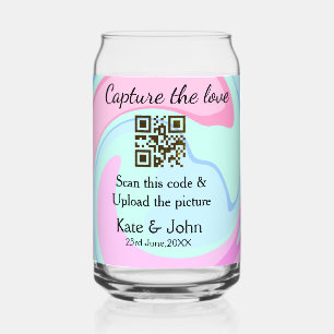 Vaso Con Forma De Lata Capturar el amor añadir QR scan mármol azul rosa