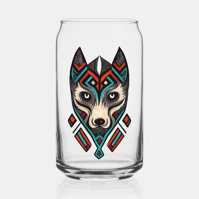 Vaso Con Forma De Lata Cara de Lobo Azteca (Anverso)