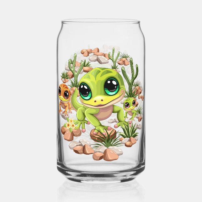 Vaso Con Forma De Lata Caracteres de dibujos animados de Baby Geckos Cute (Anverso)