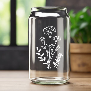 Vaso Con Forma De Lata Carlones de flores de nacimiento personalizadas en
