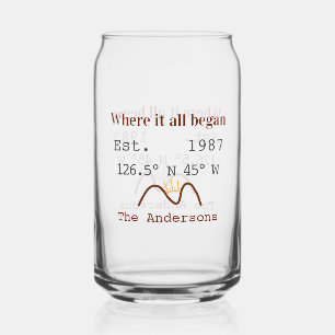 Vaso Con Forma De Lata Casa de lago ets. Fecha año coordenadas personaliz