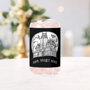 Vaso Con Forma De Lata Casa embrujada y murciélagos de Halloween