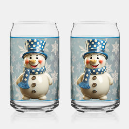 Vaso Con Forma De Lata Ceramic Snowman Glass
