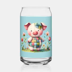 Vaso Con Forma De Lata Cerdo caprichoso de patchwork en jardín floral