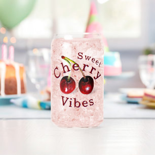 Vaso Con Forma De Lata Cerezas Vidrio para beber