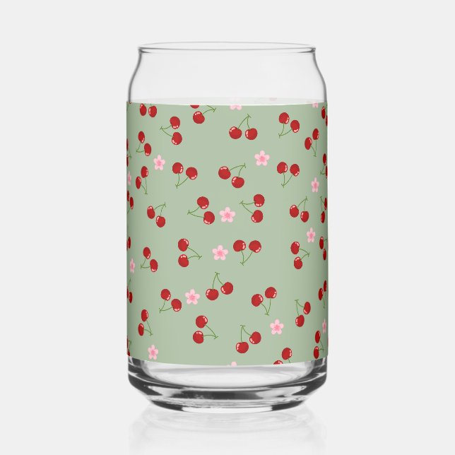 Vaso Con Forma De Lata Cerezas y flores (Anverso)