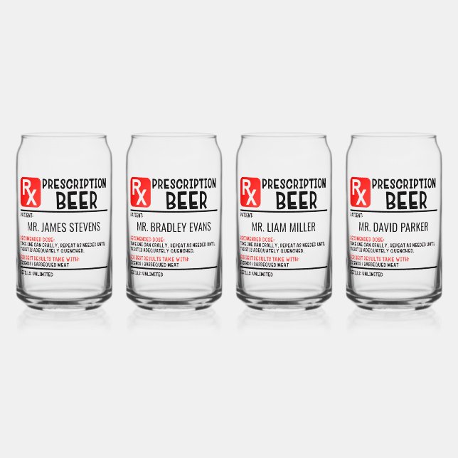 Vaso Con Forma De Lata Cerveza de nombre personalizada con receta de cerv (Anverso)