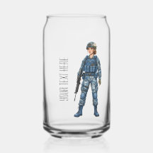 chica militar texto editable