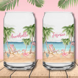 Vaso Con Forma De Lata Chicas Cuidados Fin de Semana Bachelorette Waterco<br><div class="desc">Los Chicas Cuidados Fin De Semana Bachelorette Watercolor Beach Can Vidrio. Un lindo y pequeño vaso para las celebraciones diarias. Una playa de aguas frescas con tonos rosas y verde azulados, que invita a la escapada de la playa o a un cóctel tropical. Desde viajes a Florida, California o incluso...</div>