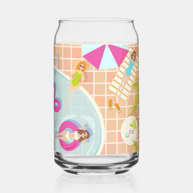 Vaso Con Forma De Lata Chicas de bikini y chicos jugando al billar (Reverso )