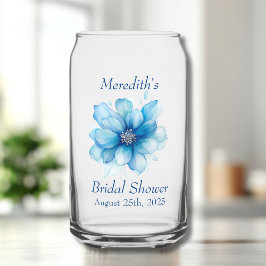 Vaso Con Forma De Lata Chorro Nupcial Floral Azul Elegante